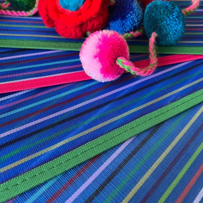 Manteles individuales azul rosa rayas Océano