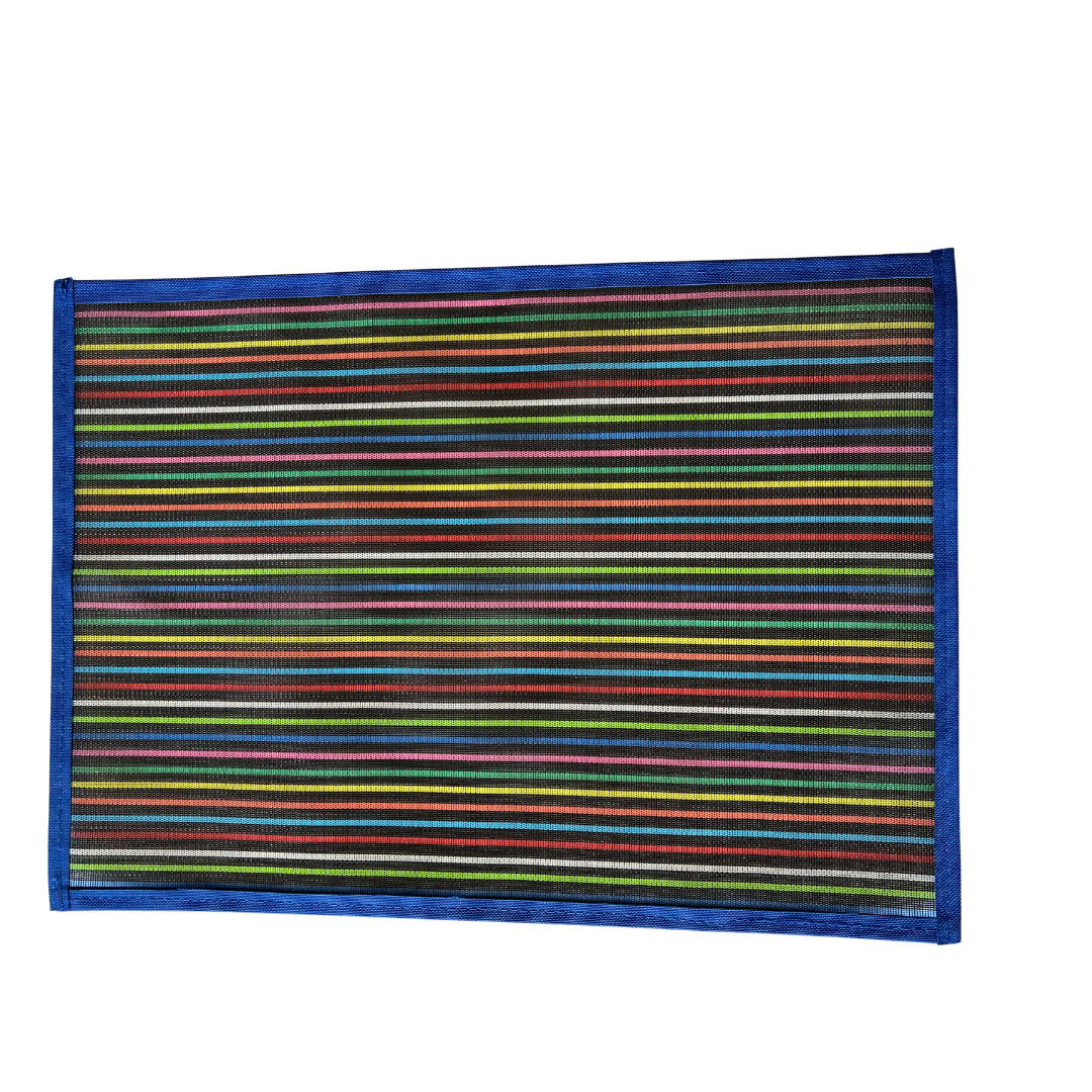 Mantel individual negro rayas y azul Azafranto