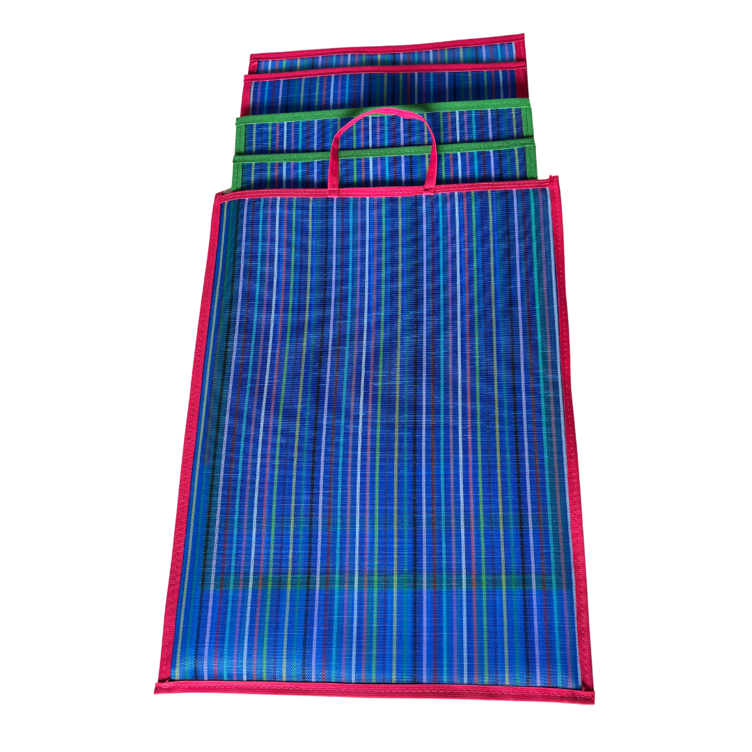 Manteles individuales con bolsa azul y rosa Azafranto